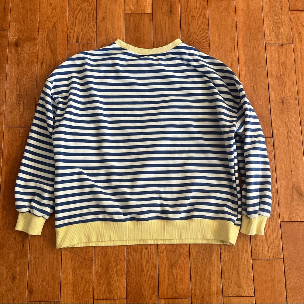 Striped Blue and Yellow Crewneck Sweater - Size Medium - Picture 2 of 3